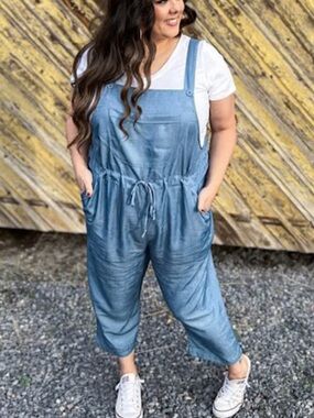 NEW LuLaRoe Juliet light blue Sleeveless Jumpsuit Polyester Rayon Drawstring